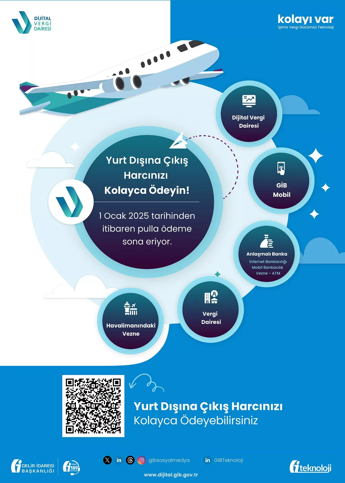 ESKİŞEHİR DEFTERDARLIĞI-Bilindiği üzere 01.01.2025 tarihi itibarıyla yurt dışı çıkış harcının  “yurt dışına çıkış harç pulu” ile ödenmesi usulü kaldırılmıştır. 