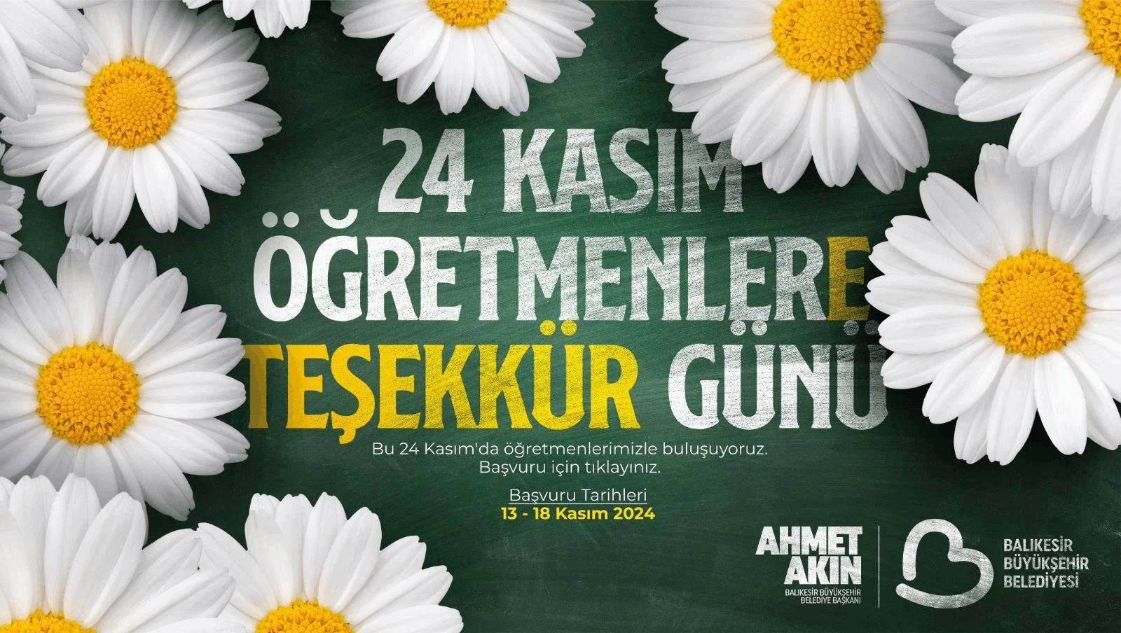  24 Kasım’da Öğretmenlere Teşekkür buluşması