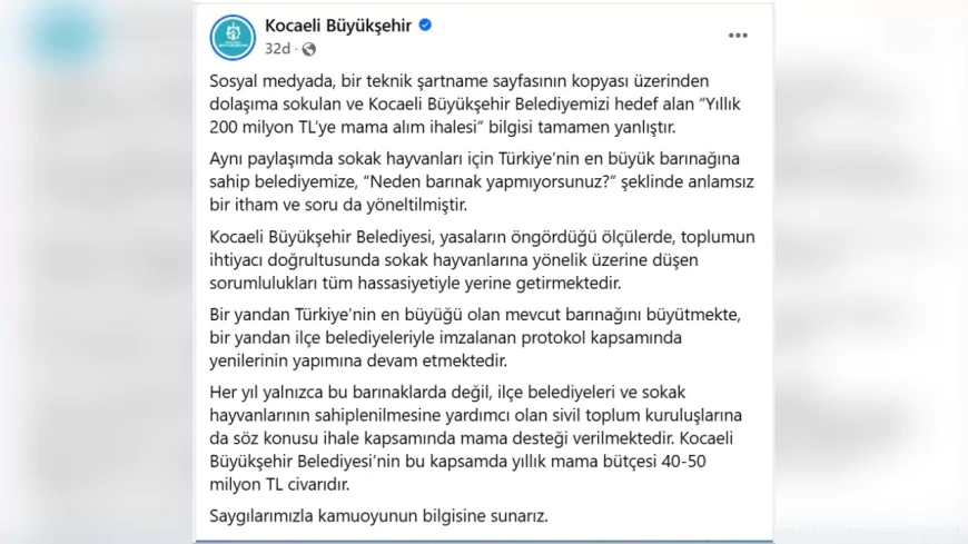 Büyükşehir’den ‘mama alım ihalesi’ hakkında açıklama