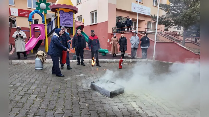 Gümüşhane Belediyesi'nden Yangın Söndürme ve Tahliye Eğitimi