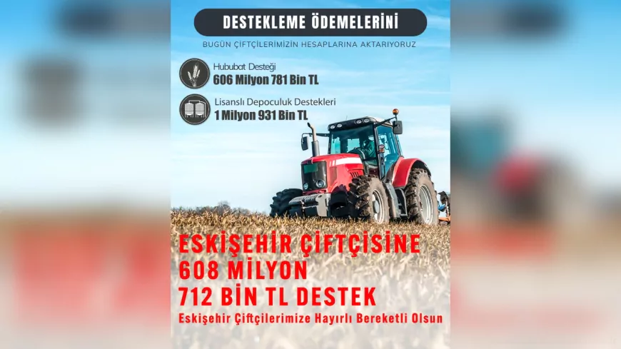 Eskişehir Çiftçisine 608 Milyon TL’lik Destek Ödemesi Yapıldı