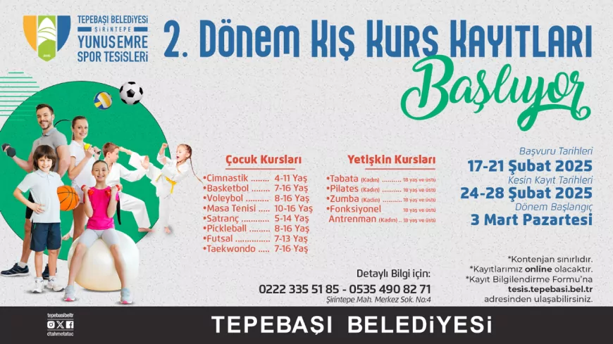 Tepebaşı Belediyesi 2. Dönem Kış Kursları İçin Kayıtlar Başlıyor