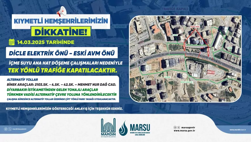 İçme Suyu Çalışmaları Nedeniyle Trafik Kapalı Olacak