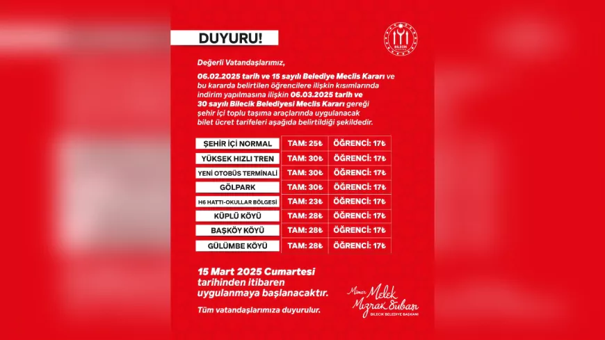 Yeni Halk Dolmuşu Ücret Tarifesi 15 Mart İtibarıyla Uygulanacak