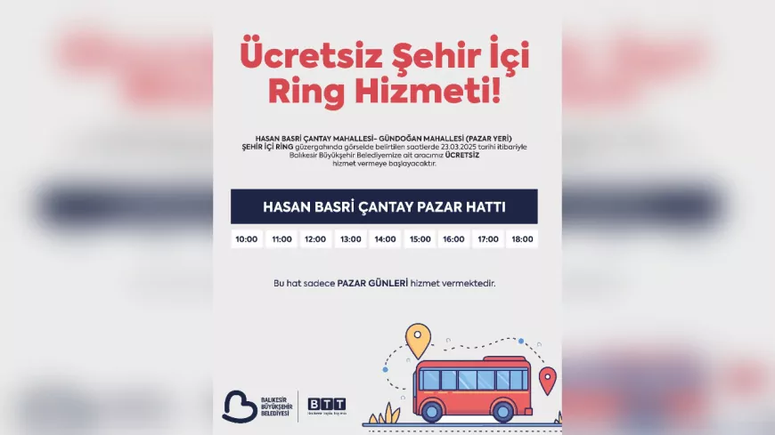 Balıkesir'de Pazar Pazarına Ücretsiz Ring Seferi Başladı